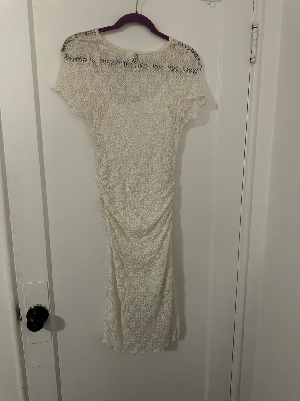 H&M Cream Lace Maxi Dress with Short Sleeves
